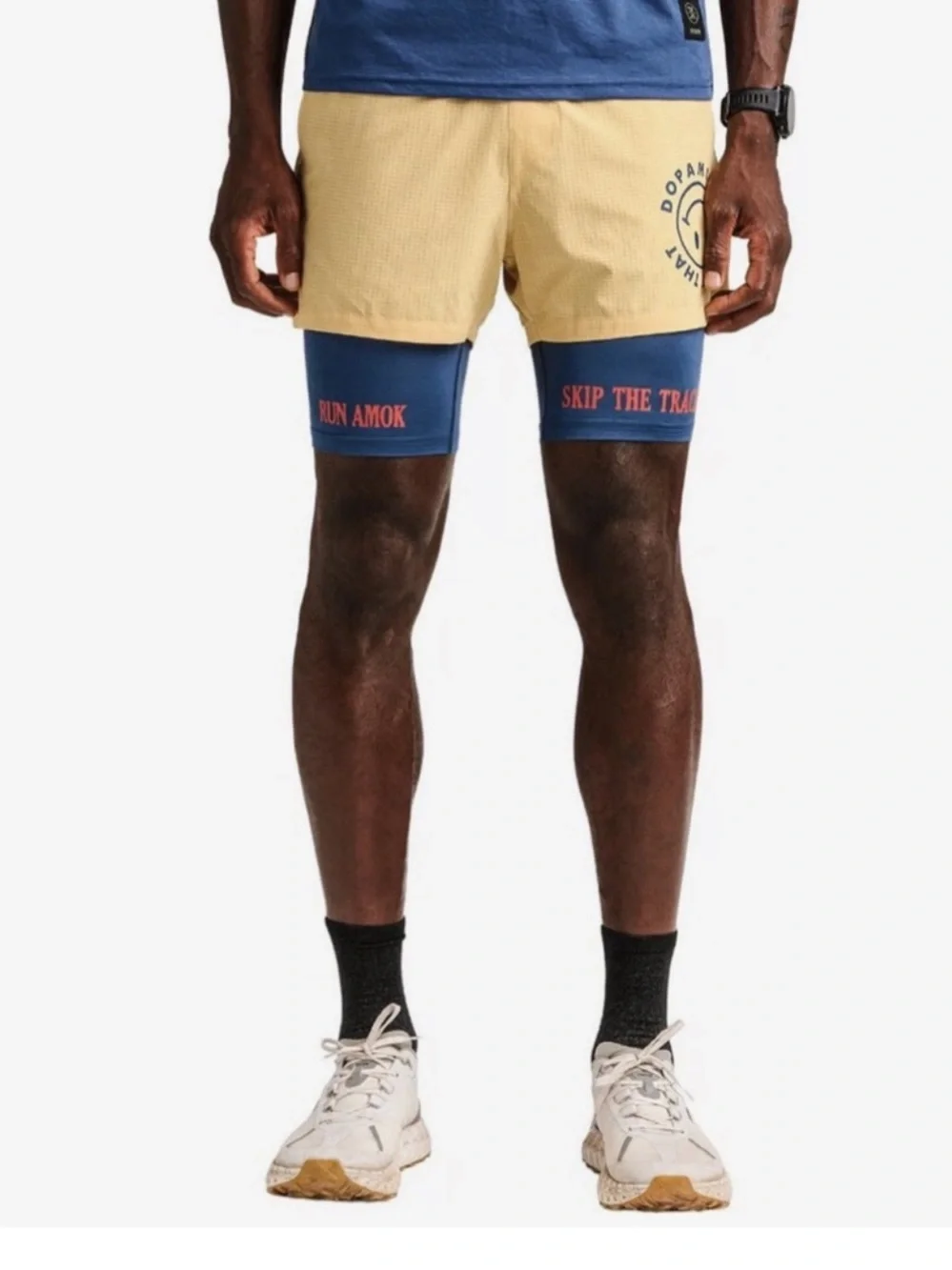 Roark Men’s Bommer Run Amok 3.5” Yellow/Navy Shorts Size Large